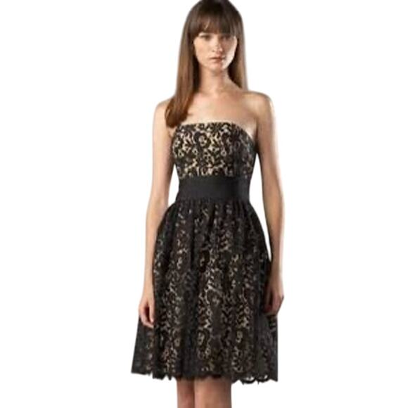 Milly of New York Black Lace Strapless Dress Size 6 Taylor Swift Inspired Style - Picture 2 of 6